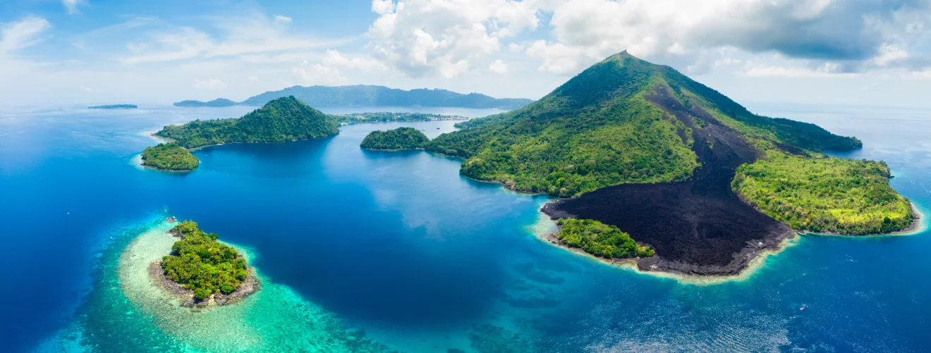 aerial view banda islands moluccas archipelago